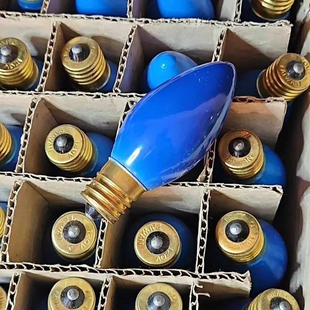 Vintage Christmas Light Lot of 46 C9 Replacement Outdoor String Bulbs Green Blue